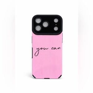 iPhone Phone Case PU Leather Vertical Grain Pink You Can Print Black Trim
